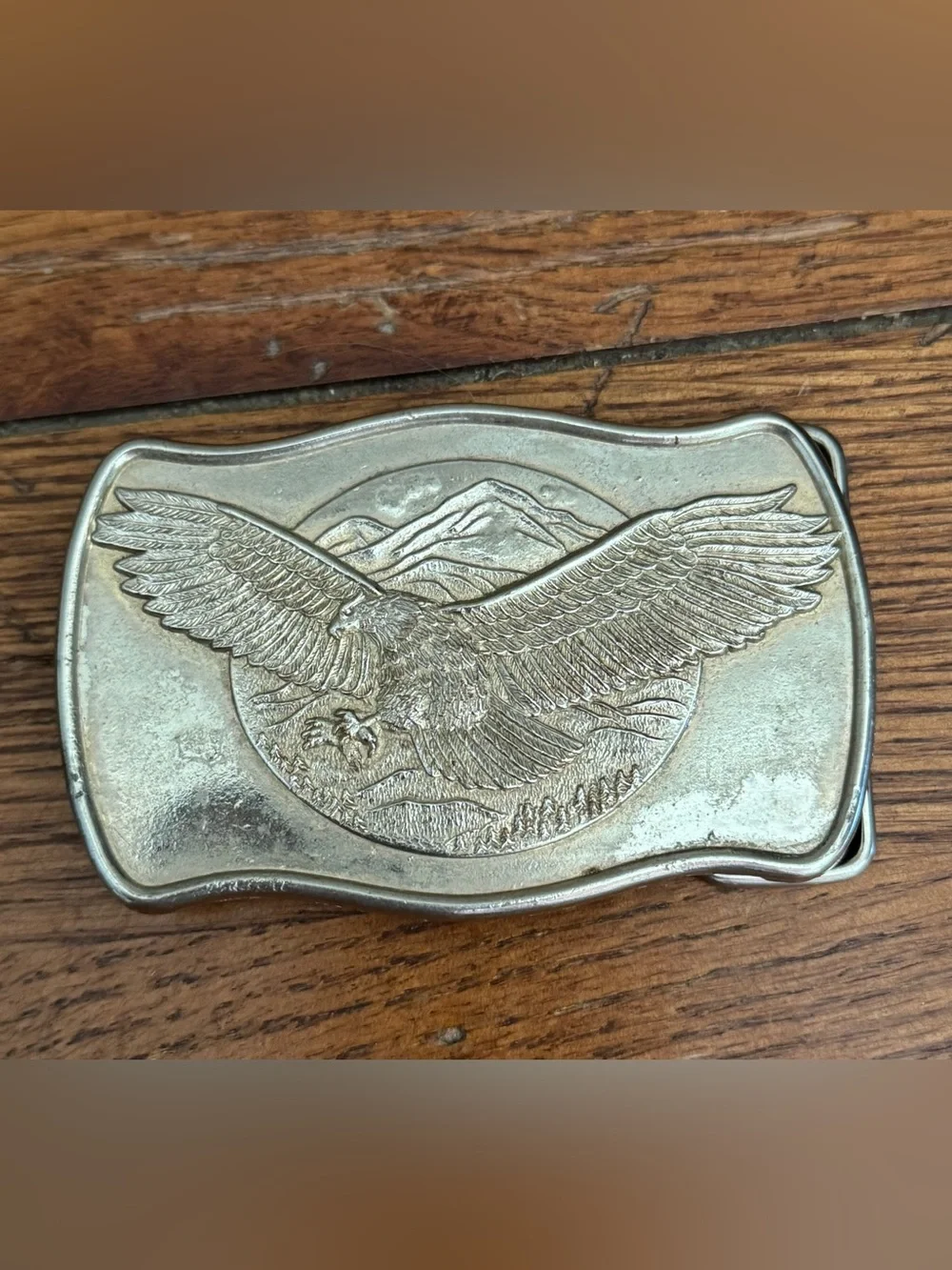 Lot of 5 Vintage Belt Buckles Some Brass/Pewter Eagle Cowboy Western Biker